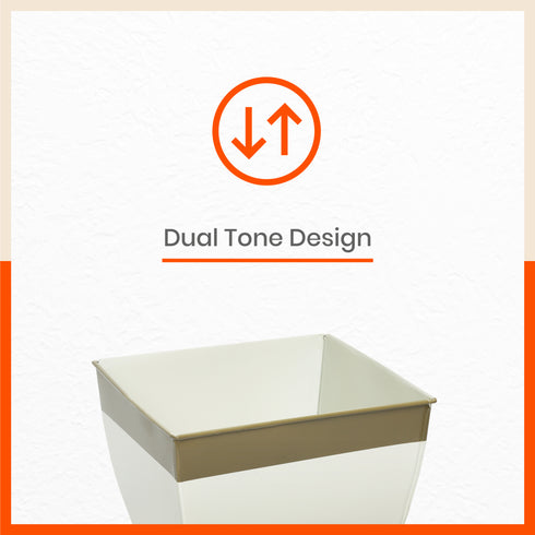 MYLA Metal Square Planters / Pots for Garden / Balcony | Medium – White & Bronze - Set of 5